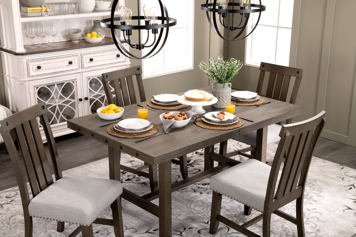 Alto 5pc Dining Set with Table 4 Chairs 65 83 W Extension Trest. The Brick