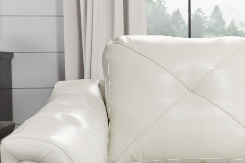 Andi 40\" Leather-Look Fabric Sofa with Button Tufting - Beige