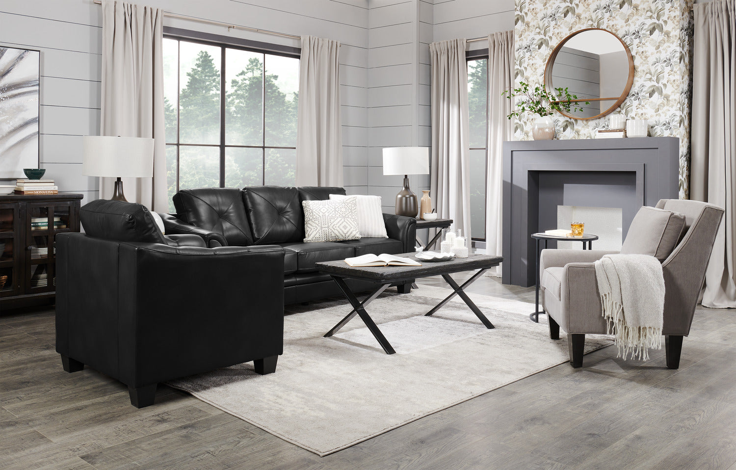 Leather Sofa Living Accent Chair For Grey Sectional Black Leather
