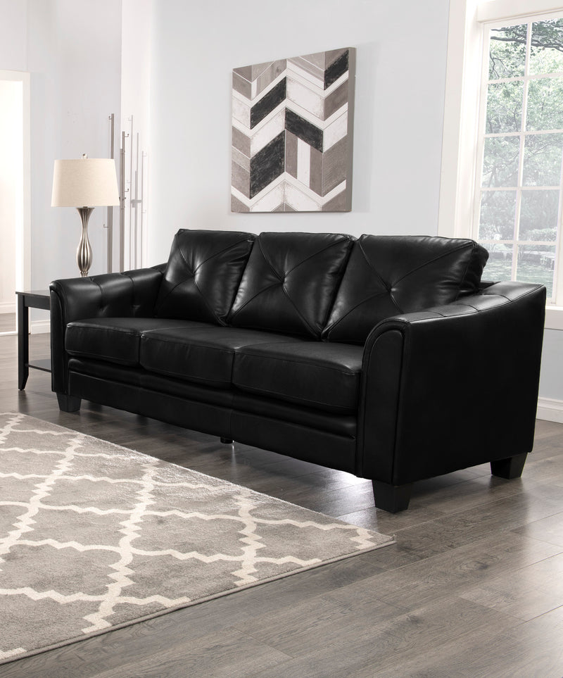 Andi LeatherLook Fabric Sofa Black The Brick