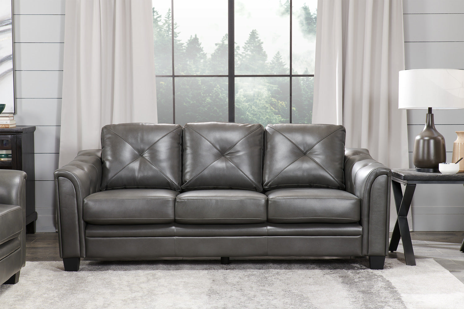 Fabric Mix Leather Sofa With Fabric Cushions Atlantis Seater Sofa