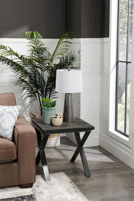 Astana 24\" Rustic End Table - Brown with Black Iron Legs
