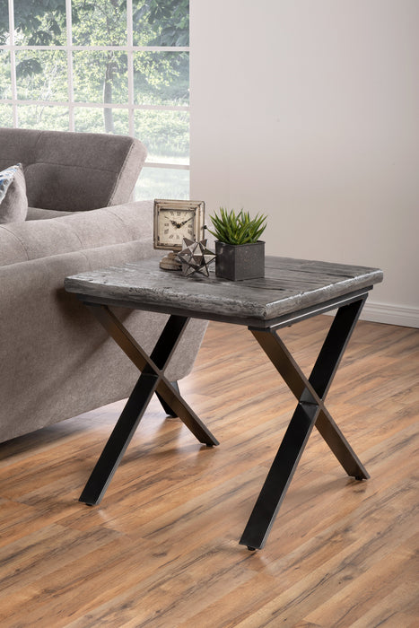 Astana 24\" Rustic End Table - Brown with Black Iron Legs