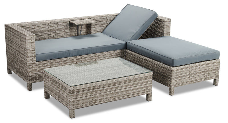 Athens 3-Piece Patio Lounger Set - Grey 
