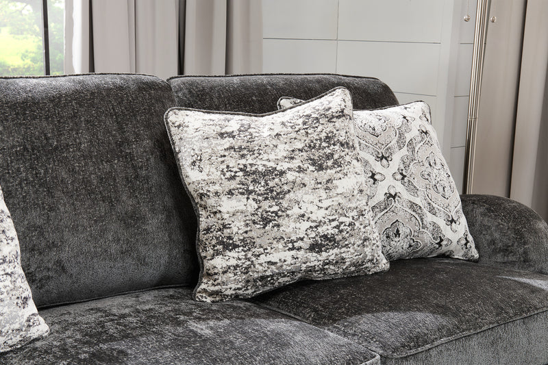 Made in Canada Bellmont 89\" Chenille Fabric Sofa with Reversible Cushions and Wood Legs - Charcoal Grey