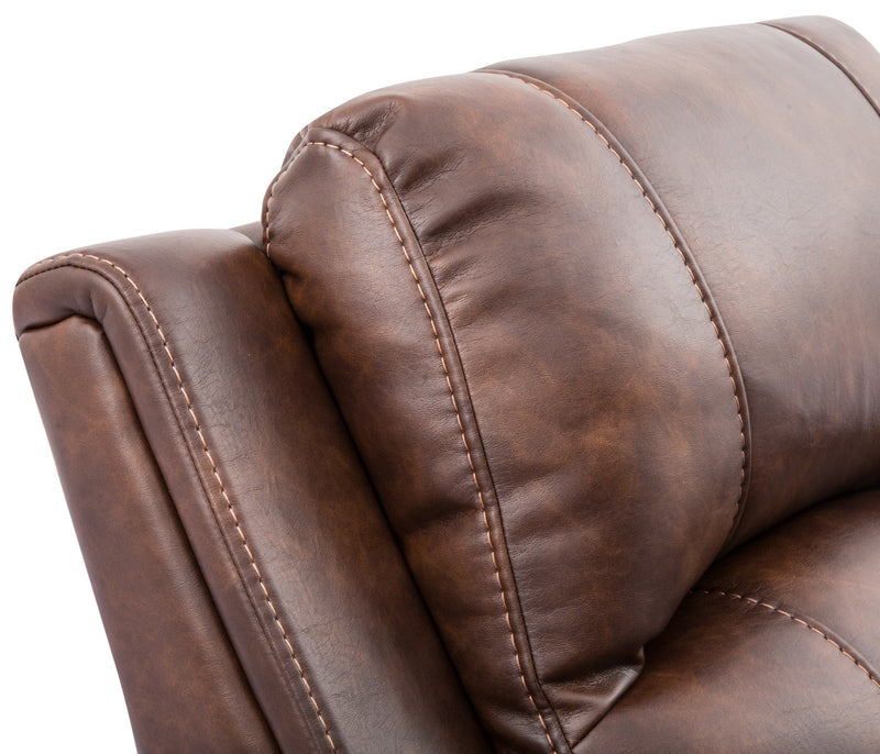 Kory Leather-Look Fabric Power Reclining Sofa – Pecan