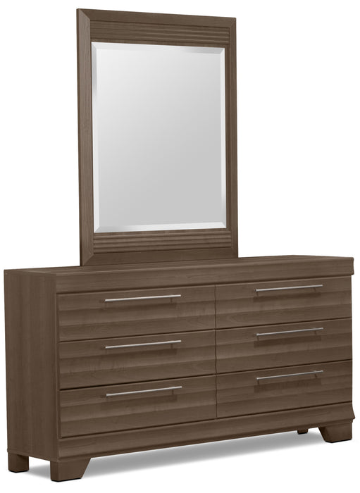 Olivia 5pc Bedroom Set with Storage Bed, Dresser & Mirror, Made in Canada, Grey - Full Size