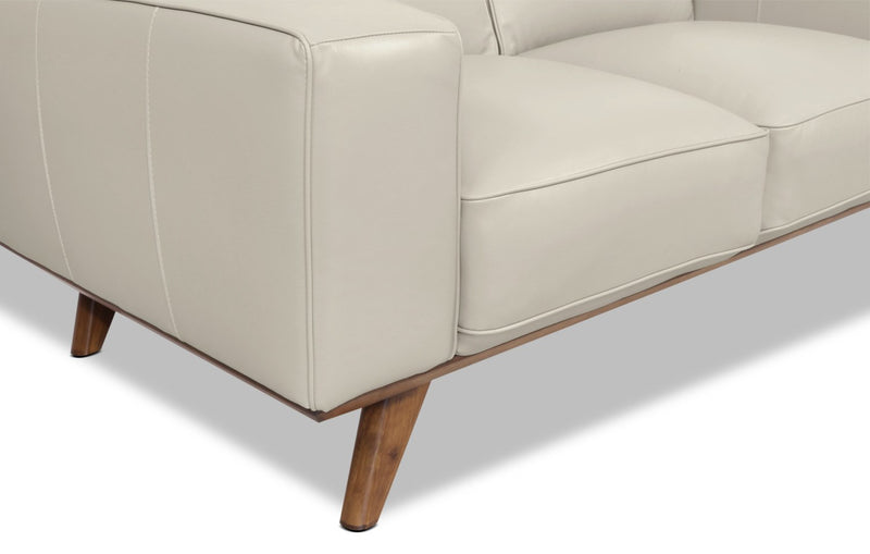 Kai Genuine Leather Sofa – Silver