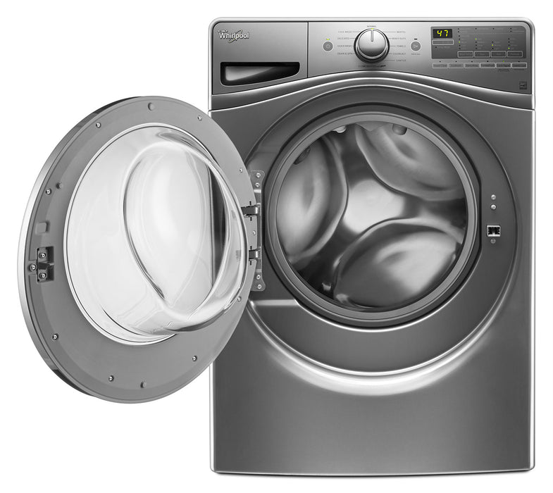 Whirlpool 5.2 Cu. Ft. Front-Load Washer and 7.4 Cu. Ft. Gas Steam Dryer – Stainless Steel