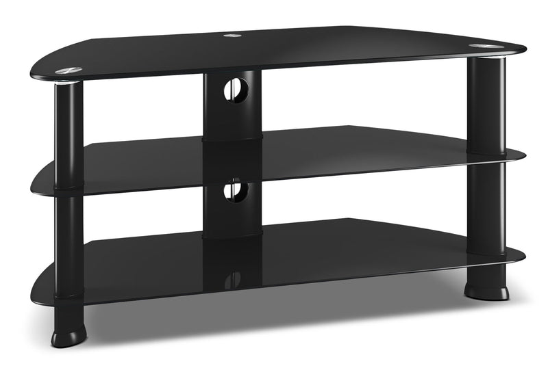 Triton 40" Corner TV Stand - Modern style TV Stand in Black Glass