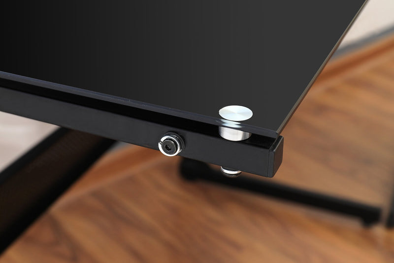 Cairo LShape Glass Desk Black The Brick