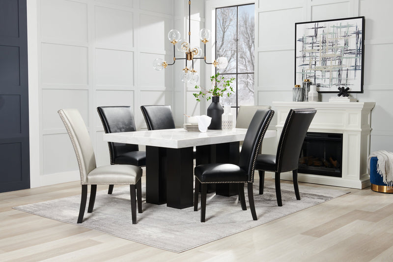 Cami Dining Chair with Vegan-Leather Fabric - Grey