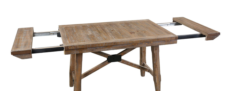 Cedar 7pc Dining Set with Table & 6 Chairs, Pine Wood, Trestle-Base, 72.07\"W - Brown