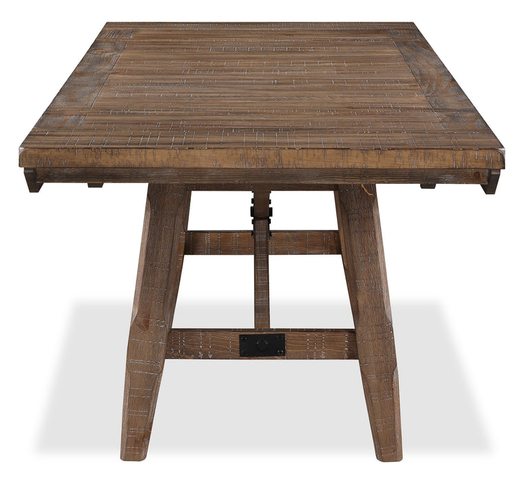 Cedar 7pc Dining Set with Table & 6 Chairs, Pine Wood, Trestle-Base, 72.07\"W - Brown