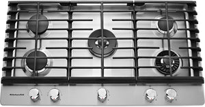 KitchenAid 36" 5-Burner Gas Cooktop with Griddle - KCGS956ESS|Surface de cuisson à gaz KitchenAid de 36 po à 5 brûleurs avec plaque chauffante - KCGS956ESS|KCGS956ES
