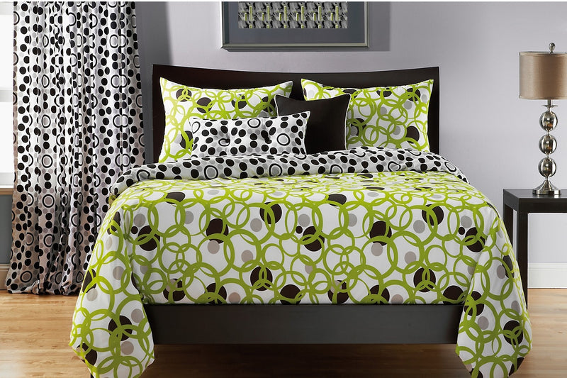 Full Circle Green Reversible 3 Piece Twin Duvet Cover Set