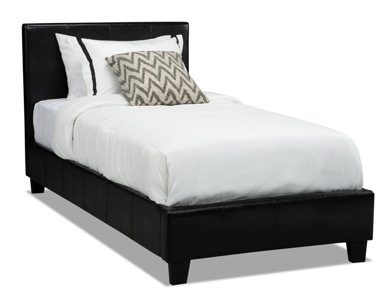 Chase Twin Bed – Brown - Contemporary style Bed in Brown Pine Solids and Faux Leather