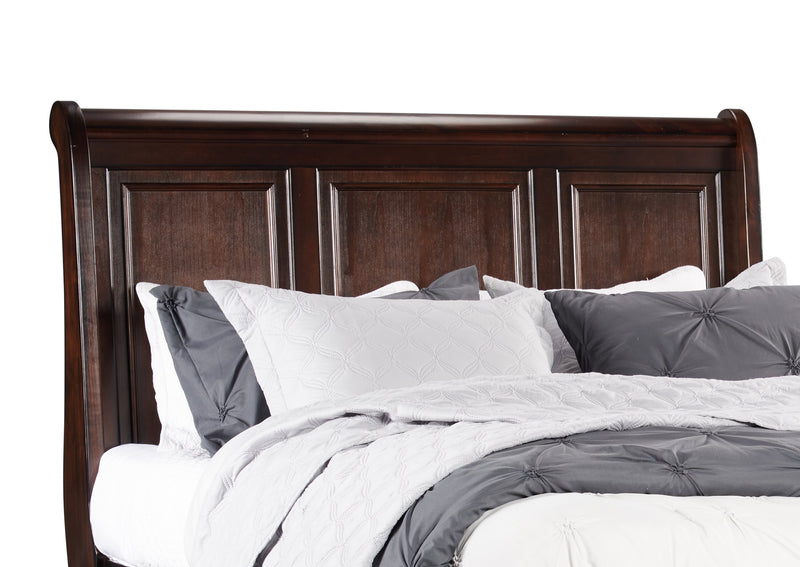 Chelsea 5pc Bedroom Set with Storage Bed, Dresser & Mirror, Cherry Brown - Queen Size