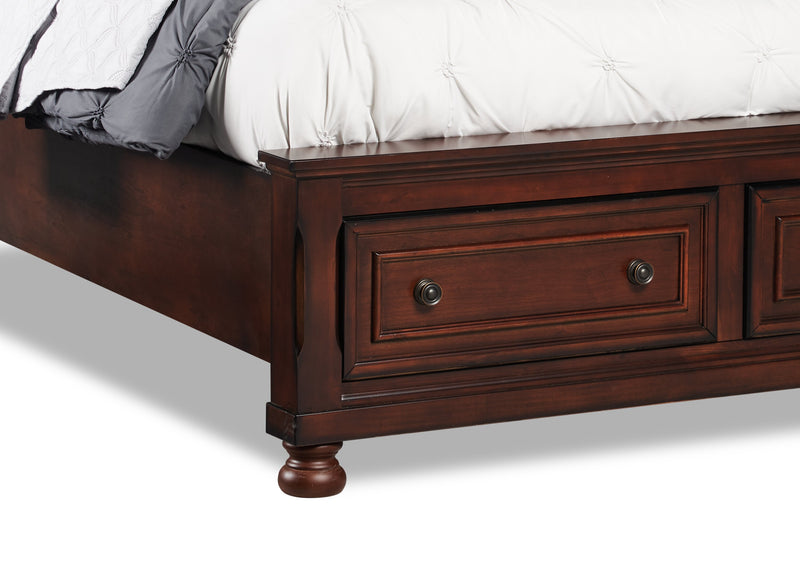 Chelsea 5pc Bedroom Set with Storage Bed, Dresser & Mirror, Cherry Brown - Queen Size