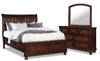 ["Chelsea 5pc Bedroom Set with Storage Bed, Dresser & Mirror, Cherry Brown - Queen Size"]