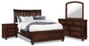 ["Chelsea 6pc Bedroom Set with Storage Bed, Dresser, Mirror & Nightstand, Cherry Brown - Queen Size"]