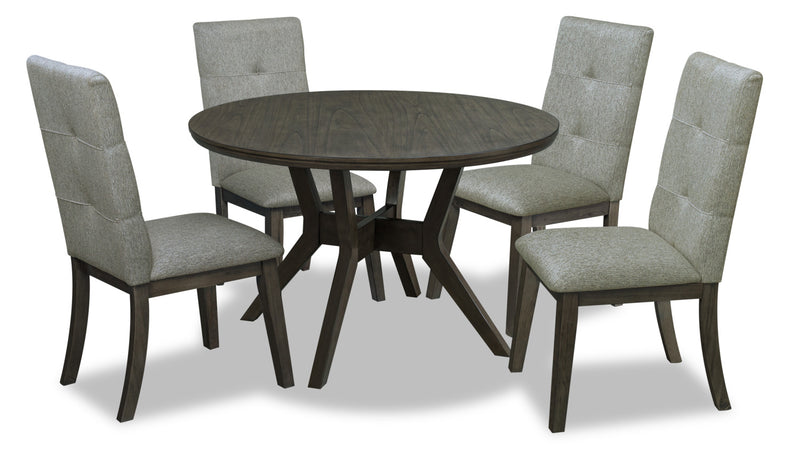Chelsea 5-Piece Round Dining Package - Grey - {Contemporary} style Dining Room Set in Grey {Rubberwood}