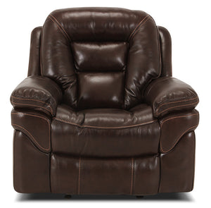 Leo Genuine Leather Power Recliner - Walnut | Fauteuil à inclinaison électrique Leo en cuir véritable - noyer | LEOLWAPC