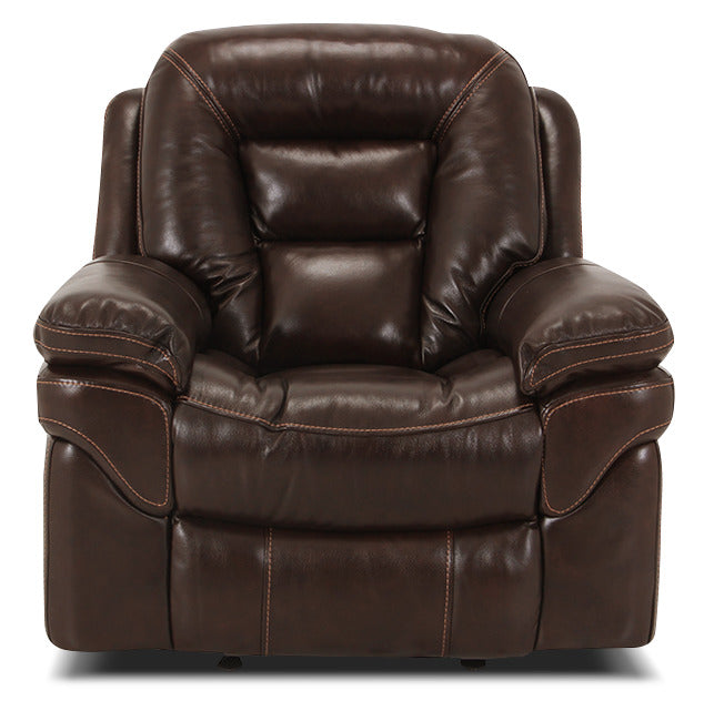 Leo Genuine Leather Power Reclining Chair – Walnut - Contemporary style Chair in Brown