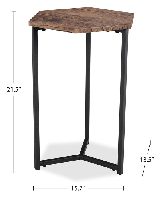 Cleo 15.7\" Chairside Table - Brown with Black Metal Legs
