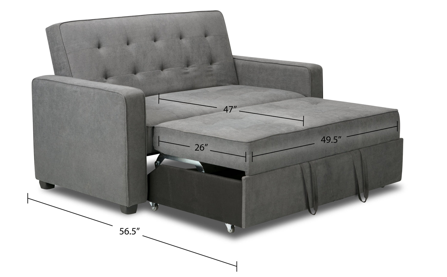 Corey 59 Grey Velvet Fabric Klik Klak Futon with Tufting The Brick