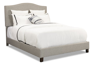 Cove Upholstered Platform Bed in Grey Fabric with Nailhead Design - Queen Size