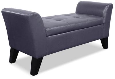 Bonn Storage Ottoman – Grey - Contemporary style Ottoman in Grey Select Hardwoods/Faux Leather