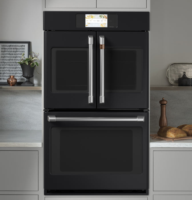 Cafe 30\" 10 Cu. Ft. Electric Double Wall Oven with True European Convection - Matte Black - CTD90FP3ND1