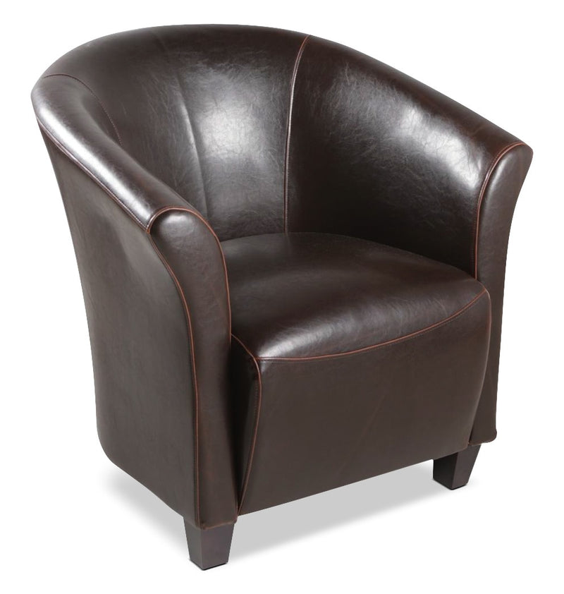 Ethan Faux Leather Accent Chair – Brown - Modern style Accent Chair in Brown