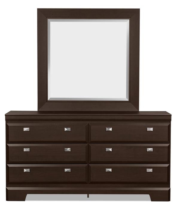 Yorkdale 6pc Bedroom Set with Panel Bed, Dresser, Mirror & Nightstand, Brown - Queen Size