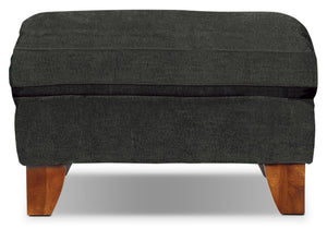 Reese Chenille Ottoman - Dark Grey|Pouf Reese en chenille - gris foncé|REESE-O
