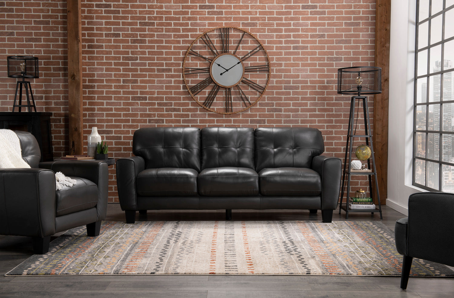 Curt 85 Genuine Leather Sofa with Button Tufting Grey The Brick