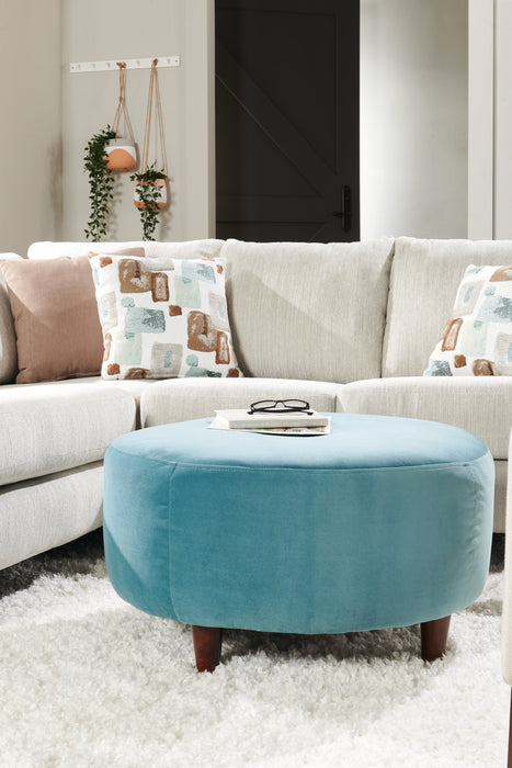 Made in Canada Customizable Sofa Lab The Curve 31\" Velvet Fabric Ottoman - Sea Blue