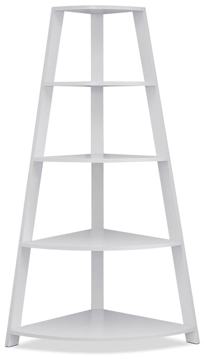 Ana Corner Bookcase – White - Contemporary style Bookcase in White Wood