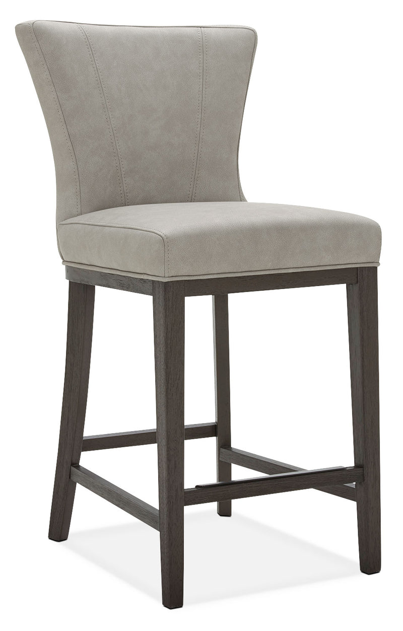 Quinn Counter-Height Stool – Taupe - Contemporary style Bar Stool in Taupe Rubberwood and Bonded Leather