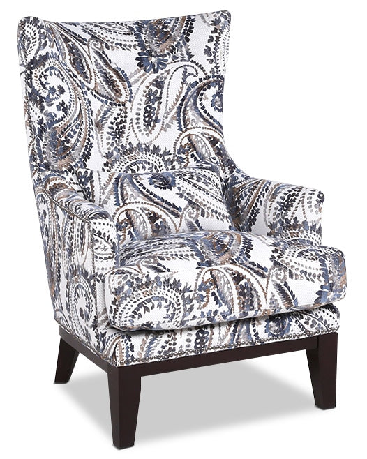 Haden 30\" Fabric Accent Chair Wood Base and Nailhead Trim - Paisley Multicolour
