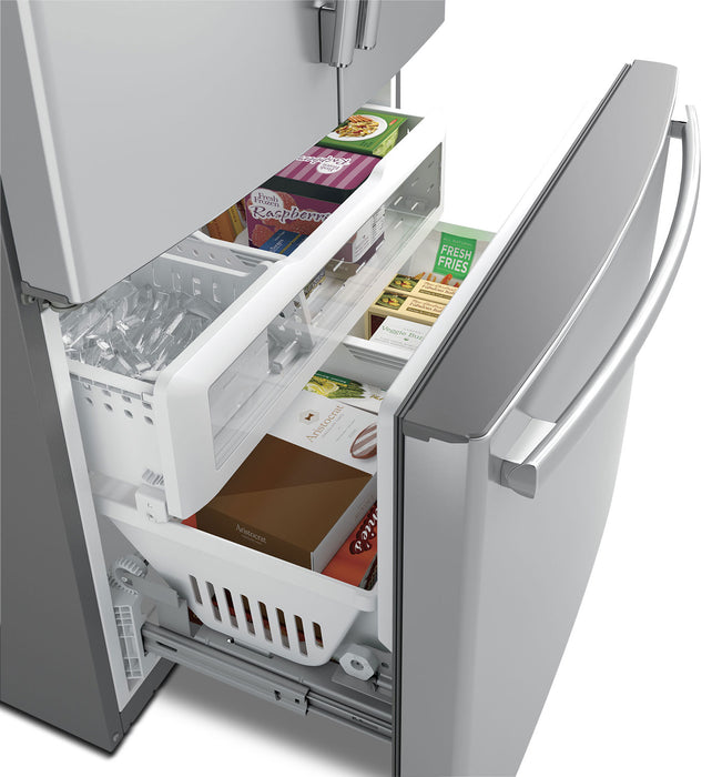 GE 23.1 Cu. Ft. French-Door Refrigerator with Internal Water Dispenser – PWE23KSKSS