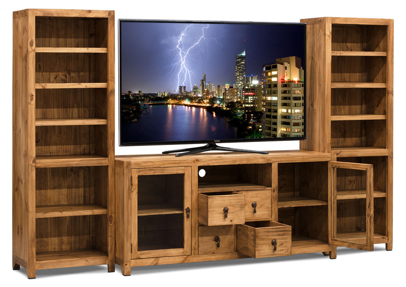 Santa Fe Rusticos 103\" 3-Piece Entertainment Centre with Storage and Cable Management for TVs up to 65\"- Pine