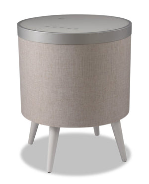 Koble Zain Qi Wireless Charging Smart Side Table with Bluetooth Speakers - White and Silver