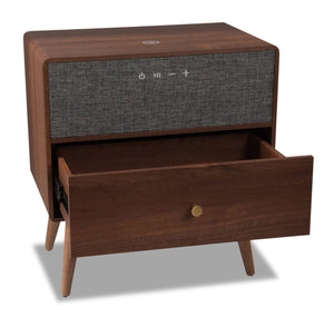 Koble Ralph Qi Wireless Charging Smart Side Table with Bluetooth Speakers - Walnut|Table d'appoint intelligente à chargement sans fil Koble Ralph Qi à haut-parleurs Bluetooth - Noyer|D42GBRGX