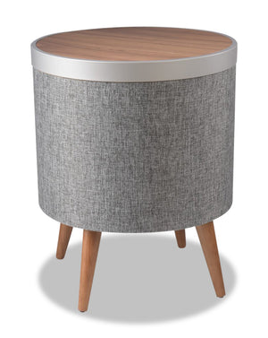 Koble Zain Qi Wireless Charging Smart Side Table with Bluetooth Speakers - Walnut/Grey/Silver
