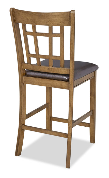 Dena Counter-Height Dining Chair with Vegan-Leather Fabric - Oak Brown