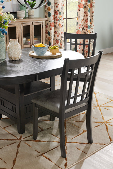 Dena 5pc Dining Set with Table & Chairs, 42-60\"W Extension, Round  - Grey
