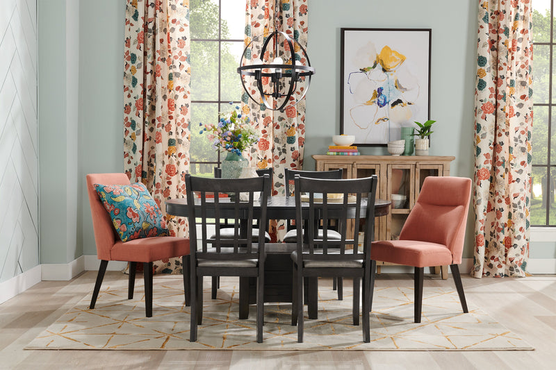 Dena 5pc Dining Set with Table & Chairs, 42-60\"W Extension, Round  - Grey