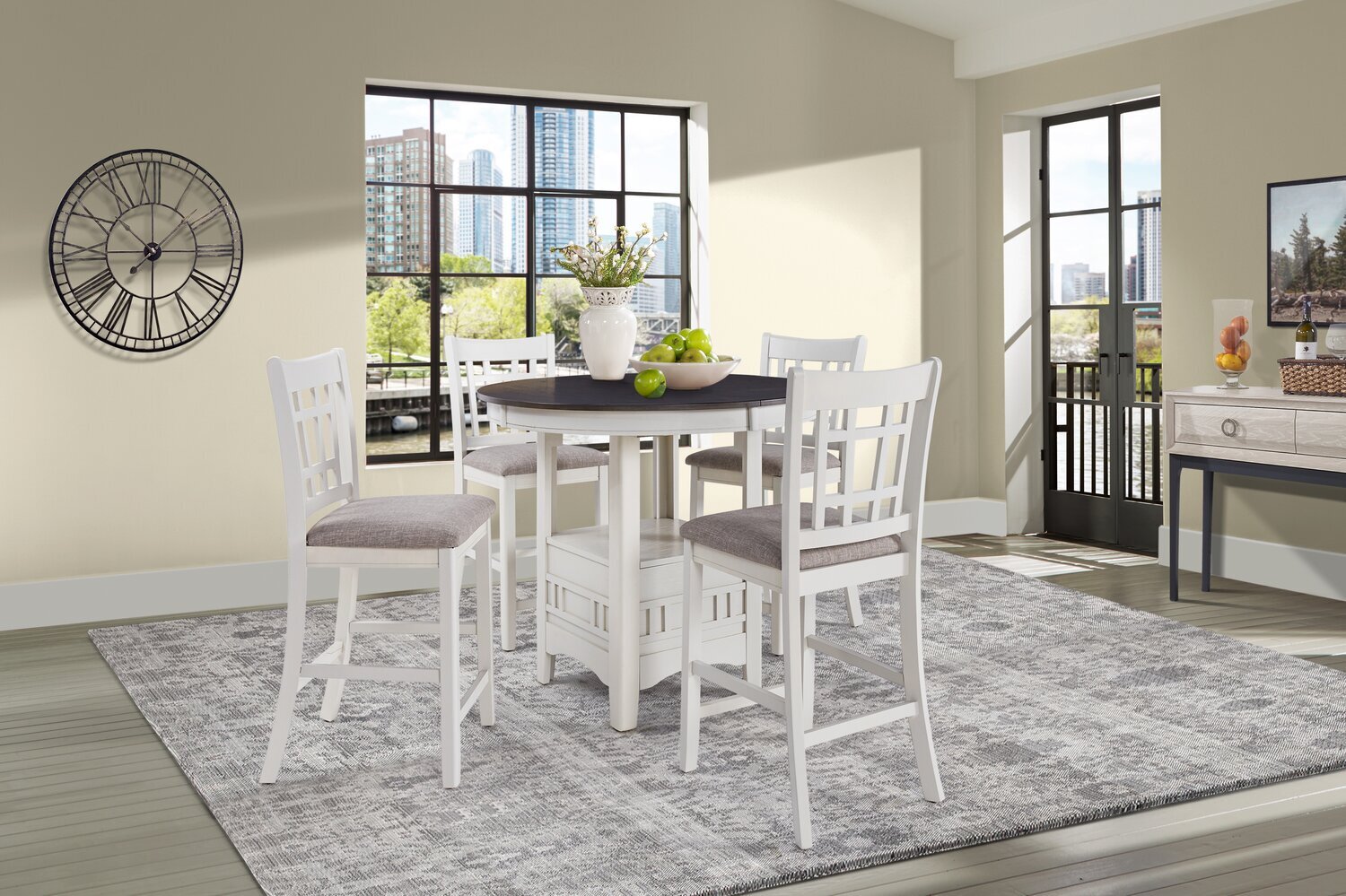 Dena 5pc Counter-Height Dining Set with Table Chairs, 42-60